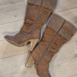 Elegant Brown Heeled Boots for Women
